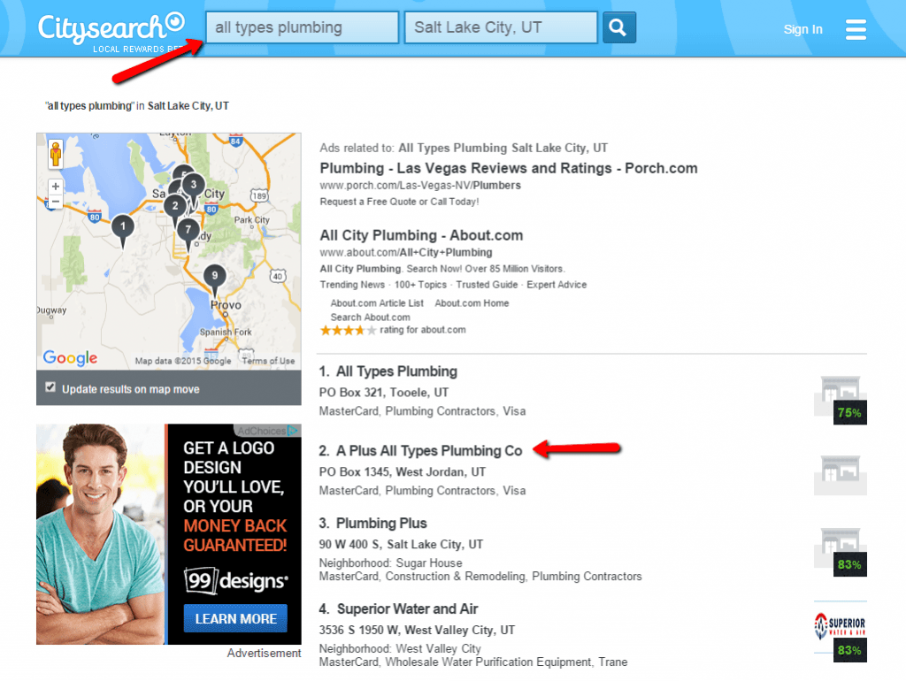 locate citysearch listing